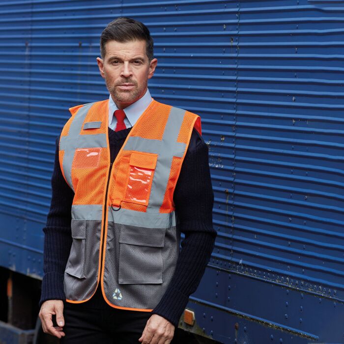Hi-vis top cool open-mesh executive waistcoat (HVW820) Thumbnail